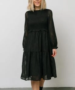 HAY Trinity Smocked Dotted Midi Dress | Black Dresses 21 HAY Trinity Smocked Dotted Midi Dress | Black Dresses