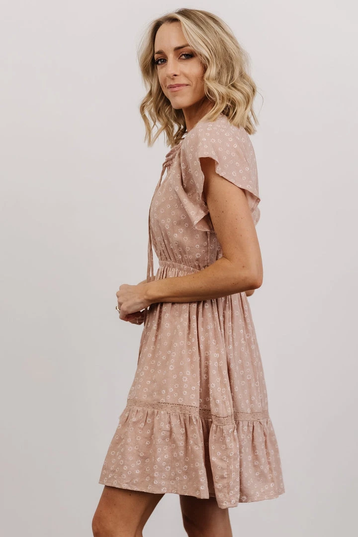 IL Trixie Tie Neck Mini Dress | Dusty Rose Dresses 4 IL Trixie Tie Neck Mini Dress | Dusty Rose Dresses