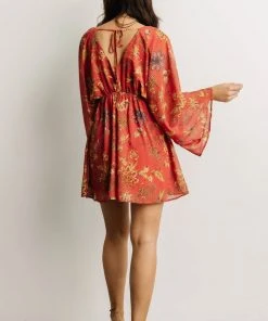 FT Udele Short Dress | Rust Print