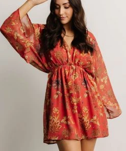 FT Udele Short Dress | Rust Print