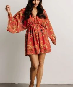 FT Udele Short Dress | Rust Print