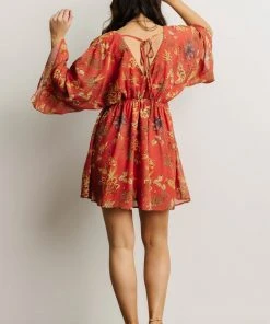 FT Udele Short Dress | Rust Print