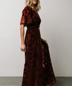 BB Custom Dresses Uma Velvet Maxi Dress | Copper Floral