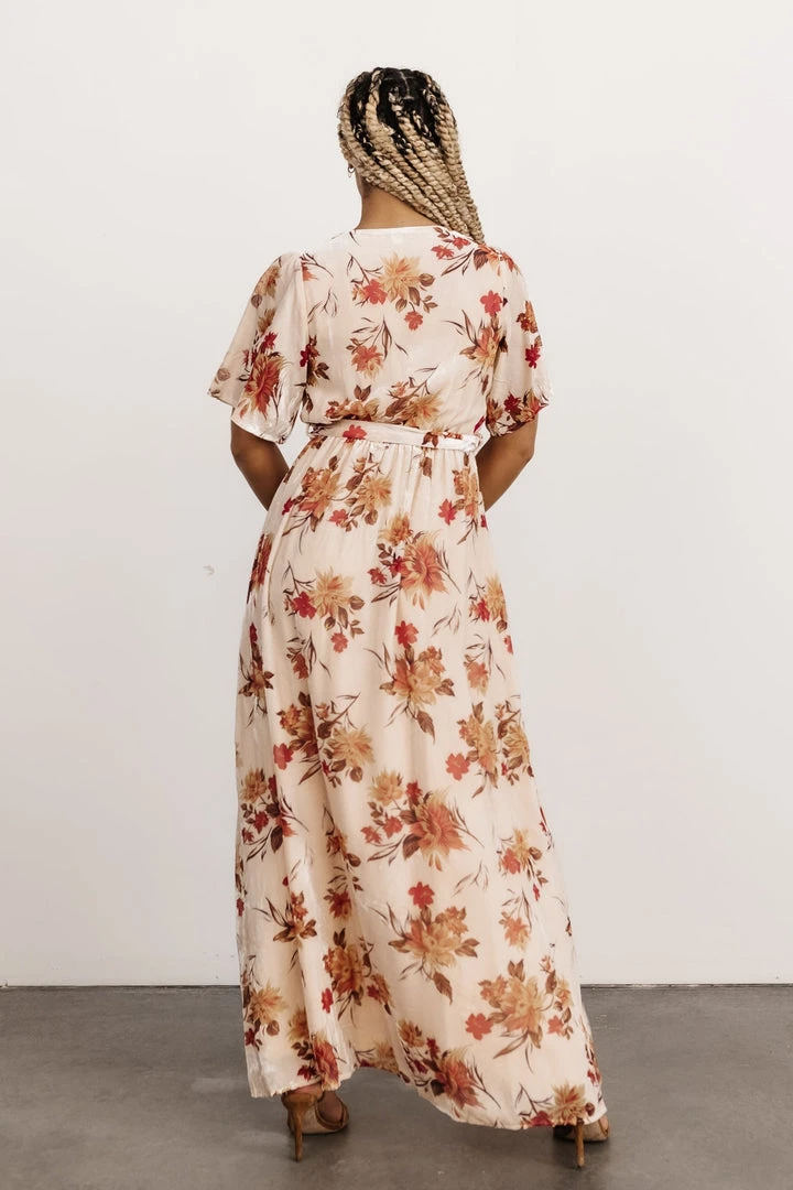 BB Custom Uma Velvet Maxi Dress | Cream Floral 6 BB Custom Uma Velvet Maxi Dress | Cream Floral