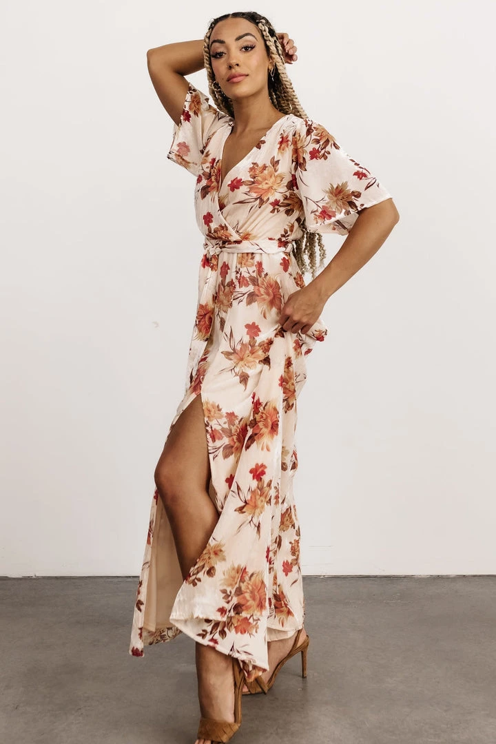 BB Custom Uma Velvet Maxi Dress | Cream Floral 5 BB Custom Uma Velvet Maxi Dress | Cream Floral