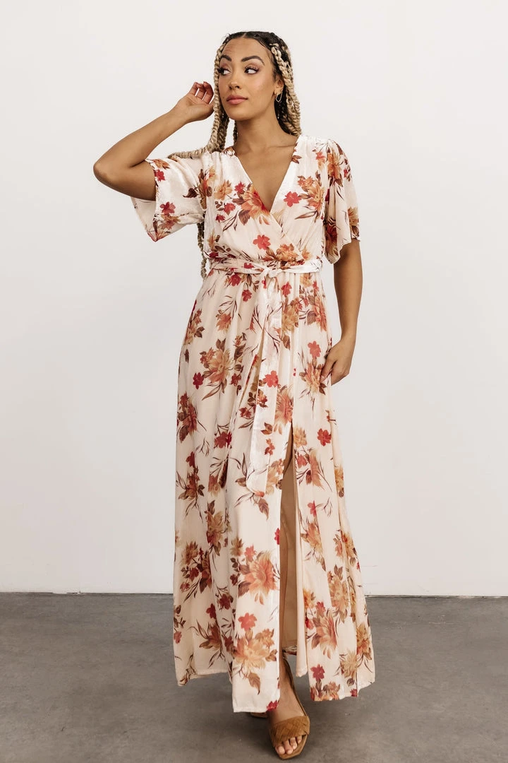 BB Custom Uma Velvet Maxi Dress | Cream Floral 1 BB Custom Uma Velvet Maxi Dress | Cream Floral