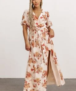 BB Custom Uma Velvet Maxi Dress | Cream Floral 10 BB Custom Uma Velvet Maxi Dress | Cream Floral