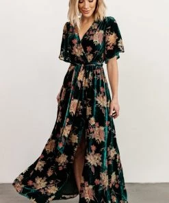 BB Custom Uma Velvet Maxi Dress | Jade Floral Dresses