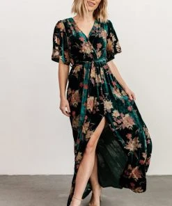 BB Custom Uma Velvet Maxi Dress | Jade Floral Dresses