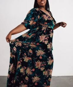 BB Custom Uma Velvet Maxi Dress | Jade Floral Dresses