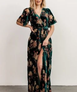 BB Custom Uma Velvet Maxi Dress | Jade Floral Dresses