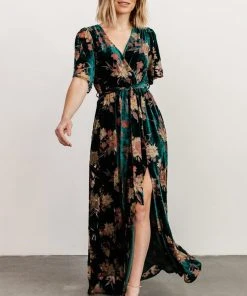 BB Custom Uma Velvet Maxi Dress | Jade Floral Dresses