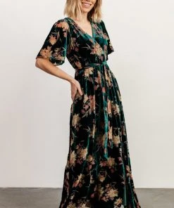 BB Custom Uma Velvet Maxi Dress | Jade Floral Dresses