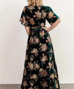 BB Custom Uma Velvet Maxi Dress | Jade Floral Dresses