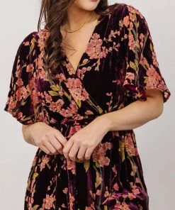 BB Custom Uma Velvet Maxi Dress | Plum Floral Dresses