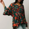 HAY Umina Peplum Top | Lagoon + Coral Floral