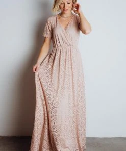 RR Dresses Venice Lace Maxi Dress | Blush