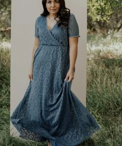 RR Dresses Venice Lace Maxi Dress | Slate Blue 12 RR Dresses Venice Lace Maxi Dress | Slate Blue