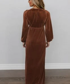 BB Custom Dresses Venus Pleated Maxi Dress | Bronze