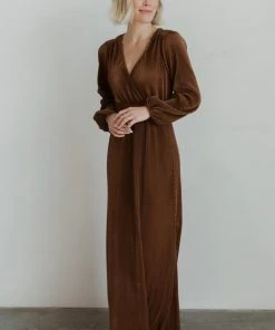 BB Custom Dresses Venus Pleated Maxi Dress | Bronze