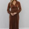 BB Custom Dresses Venus Pleated Maxi Dress | Bronze