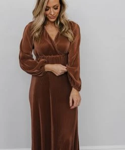 BB Custom Dresses Venus Pleated Maxi Dress | Bronze