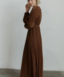 BB Custom Dresses Venus Pleated Maxi Dress | Bronze