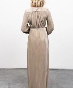 BB Custom Dresses Venus Pleated Maxi Dress | Gold