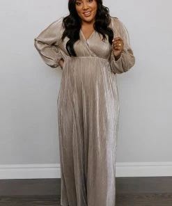 BB Custom Dresses Venus Pleated Maxi Dress | Gold