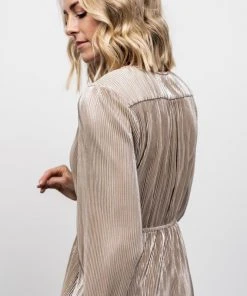 BB Custom Dresses Venus Pleated Maxi Dress | Gold