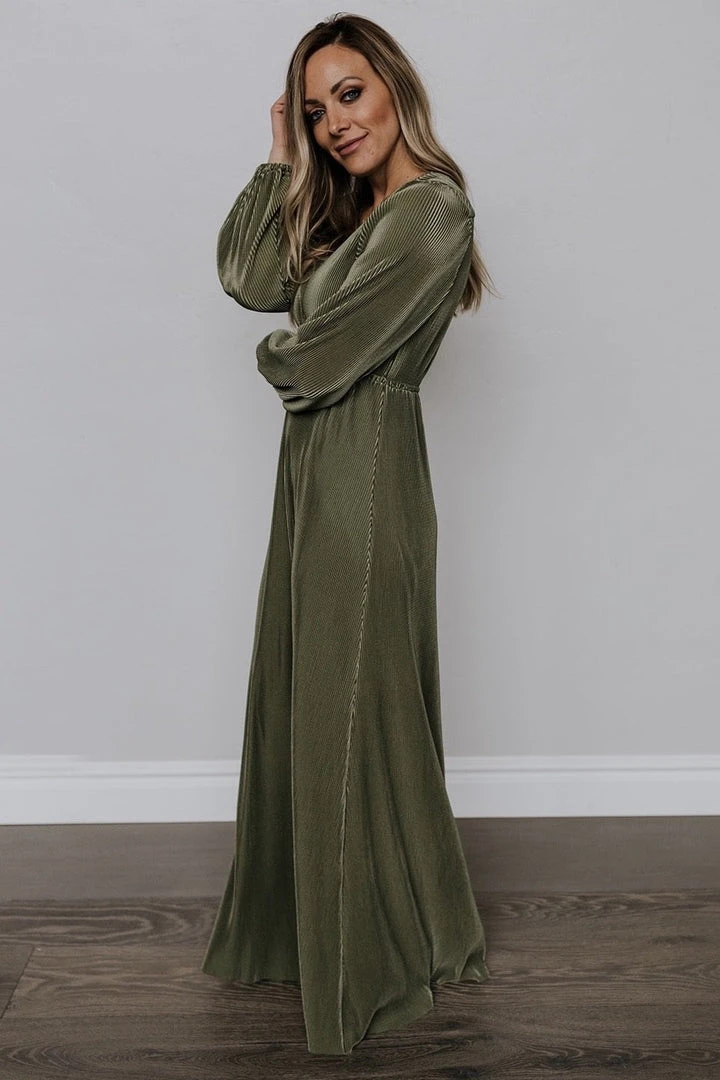 BB Custom Dresses Venus Pleated Maxi Dress | Sage 5 BB Custom Dresses Venus Pleated Maxi Dress | Sage