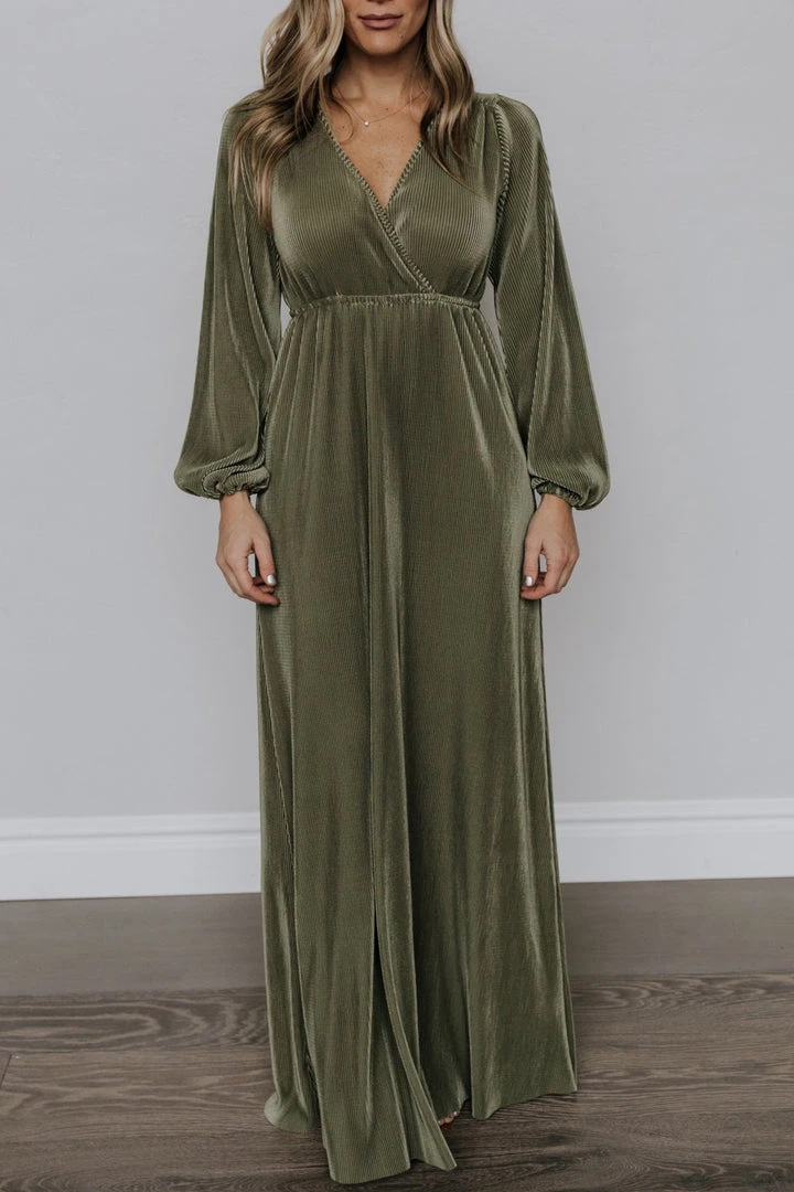 BB Custom Dresses Venus Pleated Maxi Dress | Sage 10 BB Custom Dresses Venus Pleated Maxi Dress | Sage