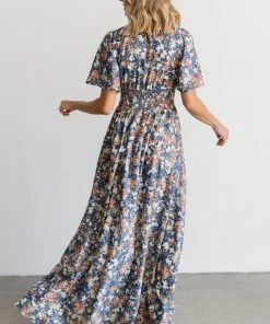 BB Custom Verona Smocked Maxi Dress | Blue Floral 9 BB Custom Verona Smocked Maxi Dress | Blue Floral