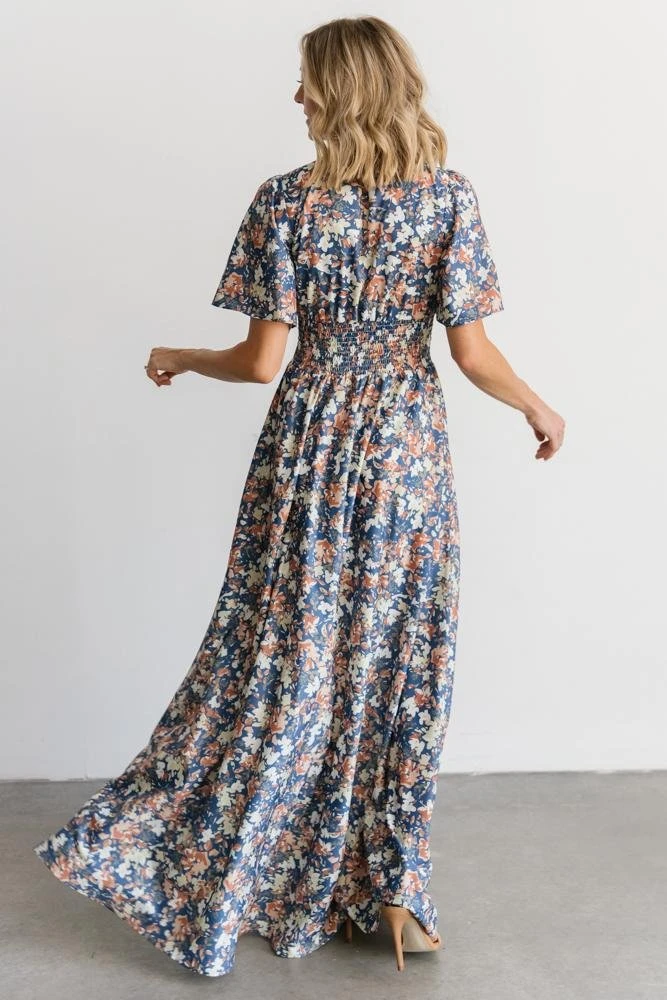 BB Custom Verona Smocked Maxi Dress | Blue Floral 4 BB Custom Verona Smocked Maxi Dress | Blue Floral