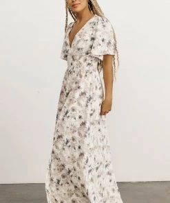 BB Custom Dresses Verona Smocked Maxi Dress | White Watercolor