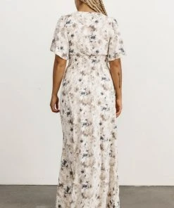 BB Custom Dresses Verona Smocked Maxi Dress | White Watercolor