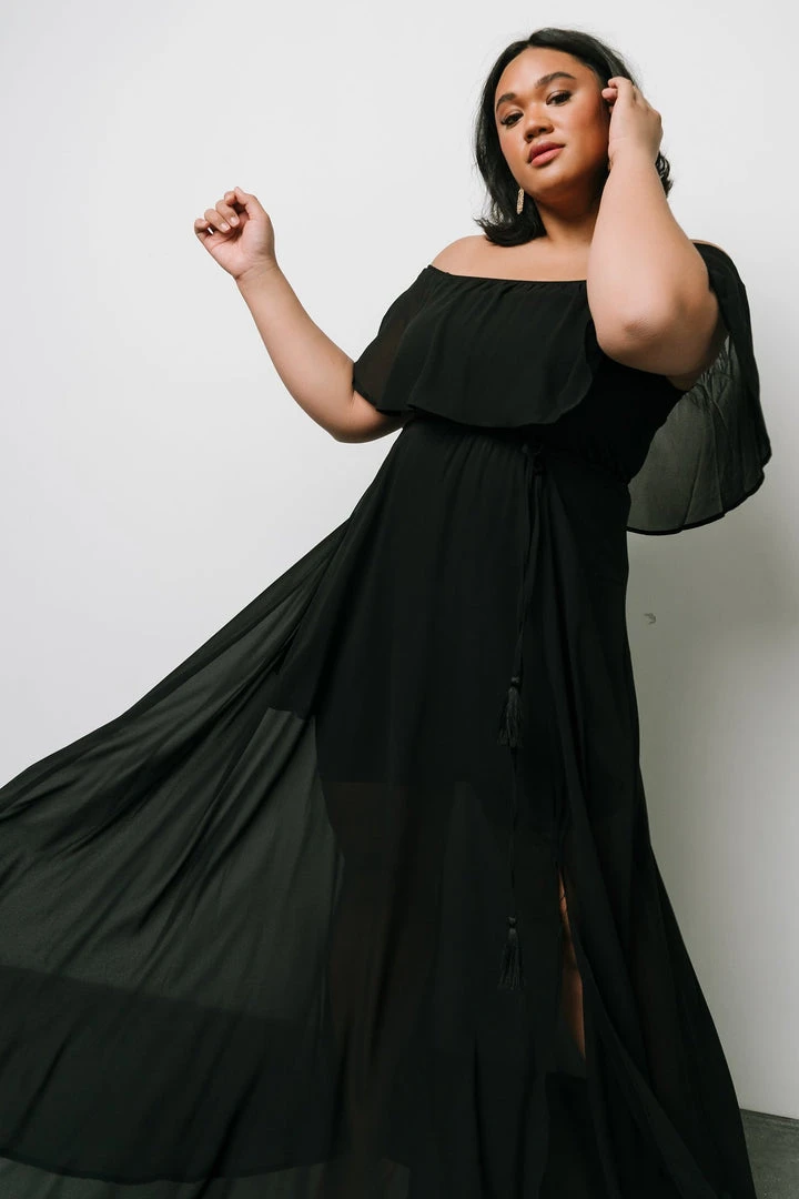 BB Custom Victoria Off Shoulder Maxi Dress | Black Dresses 12 BB Custom Victoria Off Shoulder Maxi Dress | Black Dresses