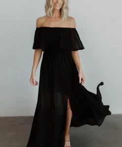 BB Custom Victoria Off Shoulder Maxi Dress | Black Dresses 16 BB Custom Victoria Off Shoulder Maxi Dress | Black Dresses