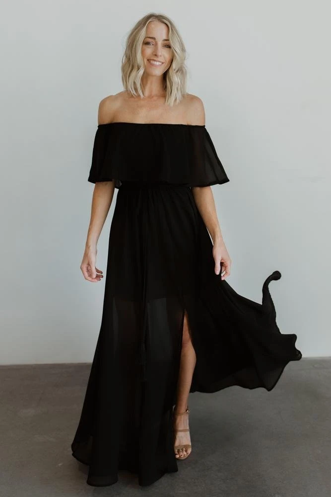 BB Custom Victoria Off Shoulder Maxi Dress | Black Dresses 4 BB Custom Victoria Off Shoulder Maxi Dress | Black Dresses