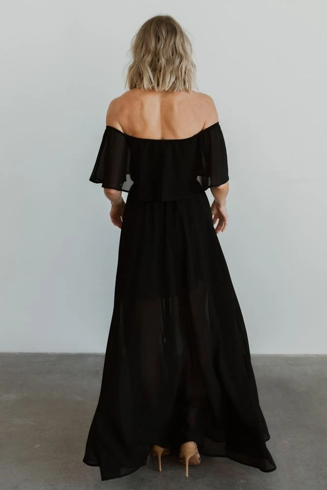 BB Custom Victoria Off Shoulder Maxi Dress | Black Dresses 10 BB Custom Victoria Off Shoulder Maxi Dress | Black Dresses