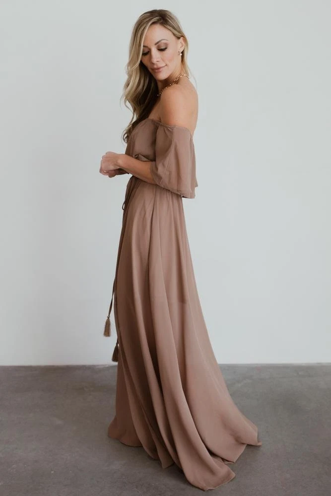 BB Custom Victoria Off Shoulder Maxi Dress | Mocha 3 BB Custom Victoria Off Shoulder Maxi Dress | Mocha