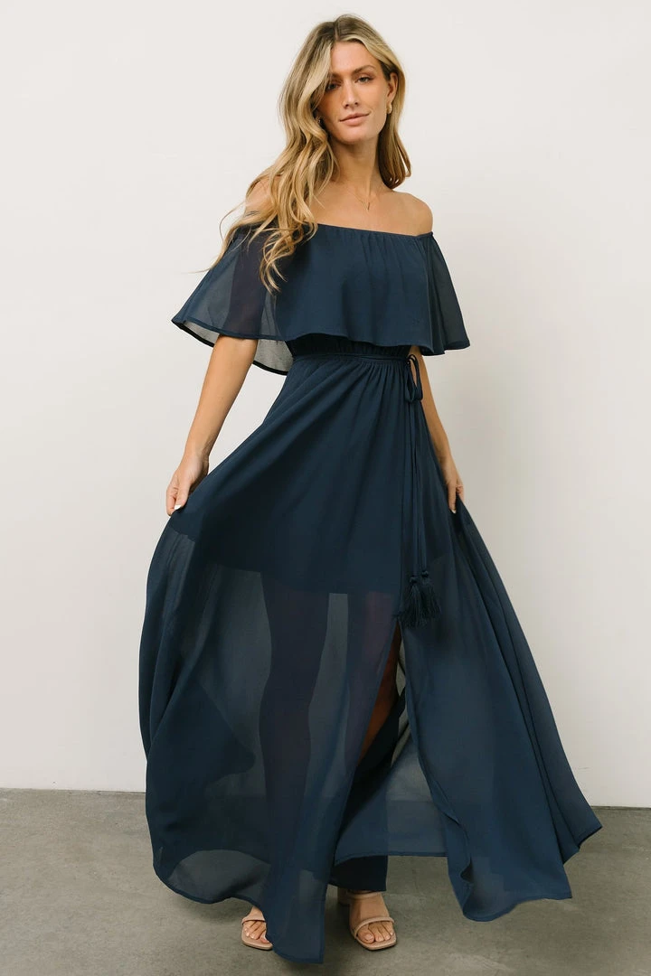 BB Custom Victoria Off Shoulder Maxi Dress | Navy Dresses BB Custom Victoria Off Shoulder Maxi Dress | Navy Dresses