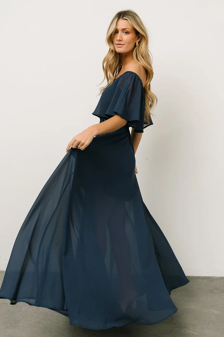 BB Custom Victoria Off Shoulder Maxi Dress | Navy Dresses BB Custom Victoria Off Shoulder Maxi Dress | Navy Dresses