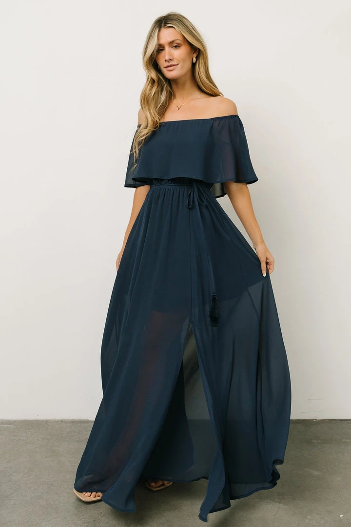 BB Custom Victoria Off Shoulder Maxi Dress | Navy Dresses BB Custom Victoria Off Shoulder Maxi Dress | Navy Dresses