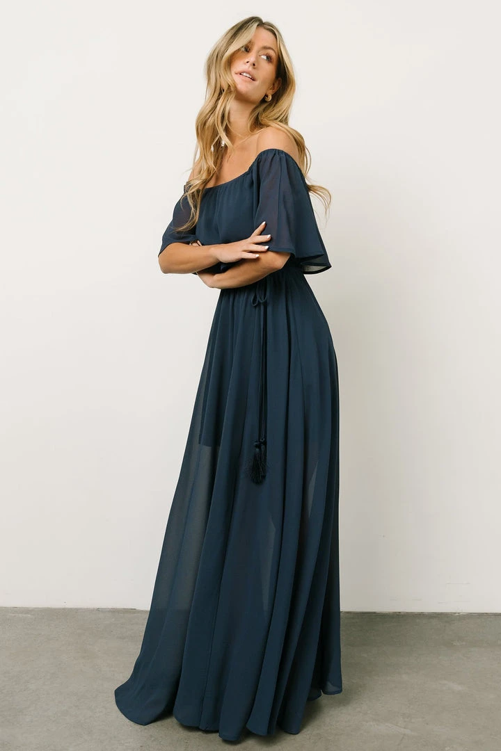 BB Custom Victoria Off Shoulder Maxi Dress | Navy Dresses BB Custom Victoria Off Shoulder Maxi Dress | Navy Dresses