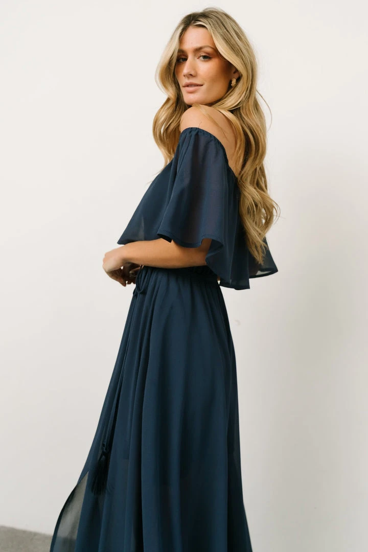 BB Custom Victoria Off Shoulder Maxi Dress | Navy Dresses BB Custom Victoria Off Shoulder Maxi Dress | Navy Dresses