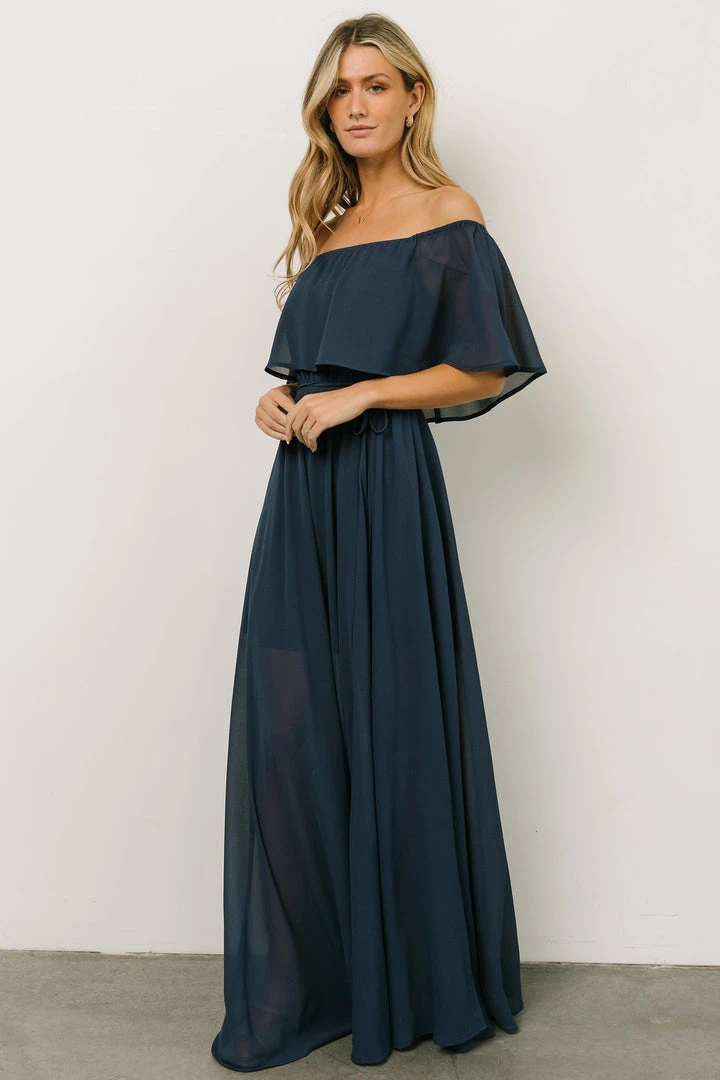 BB Custom Victoria Off Shoulder Maxi Dress | Navy Dresses BB Custom Victoria Off Shoulder Maxi Dress | Navy Dresses