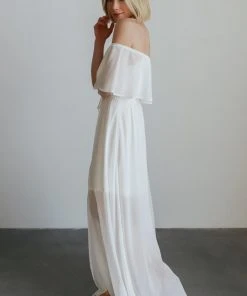 BB Custom Dresses Victoria Off Shoulder Maxi Dress | White