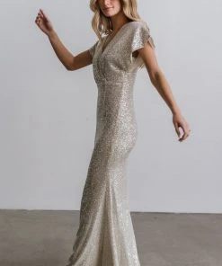 RR Vienna Sequin Maxi Dress | Cream Dresses