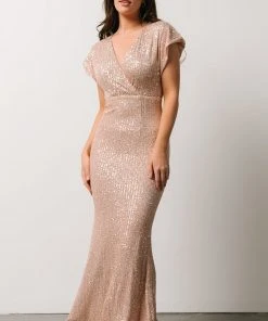 RR Vienna Sequin Maxi Dress | Rose Gold